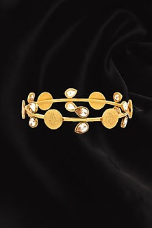 Gold Plated Coin & Crystal Temple Bangle
