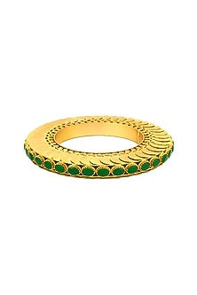 Gold Plated Coin & Emerald Green Crystal Temple Bangle