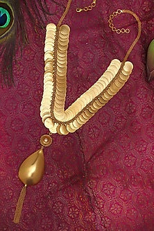 Gold Plated Coin Temple Pendant Necklace