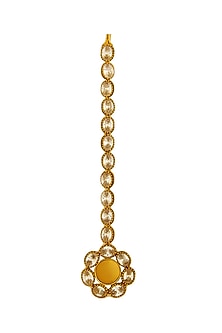 Gold Plated Coin & Crystal Temple Maangtikka