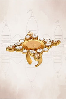 Gold Plated Coin & Crystal Temple Ring