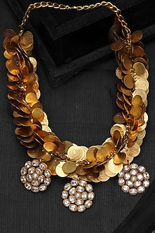 Gold Plated Coin & Crystal Temple Pendant Necklace