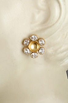 Gold Plated Uncut Round Stud Earrings