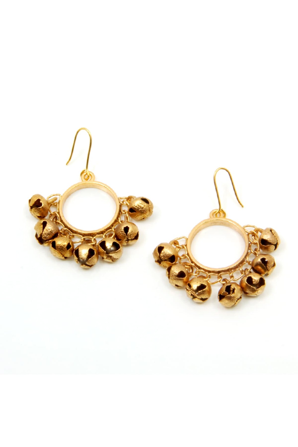 Gold Plated Ghungroo Hanging Round Earrings