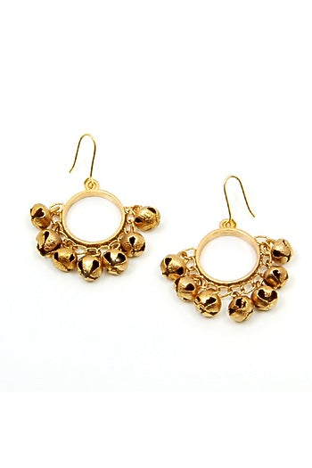 Gold Plated Ghungroo Hanging Round Earrings