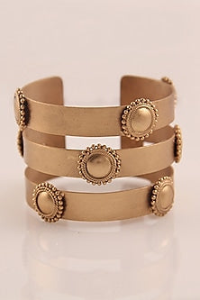 Gold Plated Striped Chakra Alover Hand Cuff