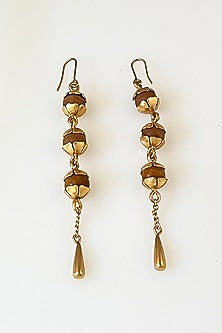 Gold Plated Floral Beaded Drop Earrings