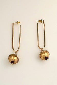 Gold Plated Engraved Ball Drop Earrings