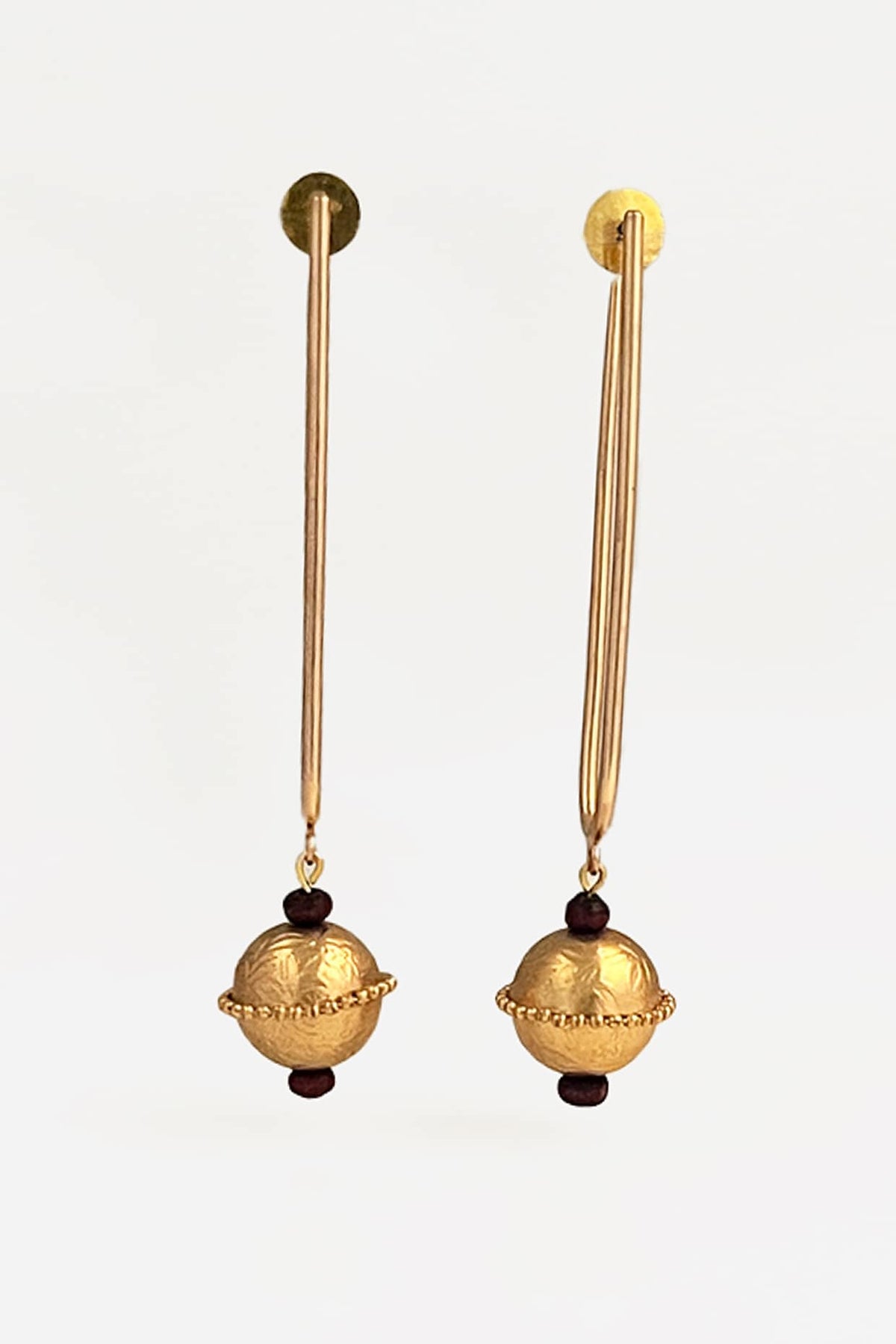 Gold Plated Engraved Ball Drop Earrings