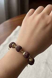 Gold Plated Rudraksha Beaded Handcrafted Bracelet