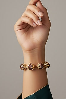 Gold Plated Rudraksha Beaded Handcrafted Bracelet