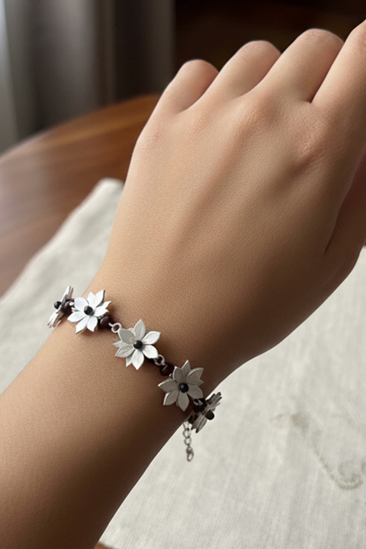 Silver Finish Floral Bracelet