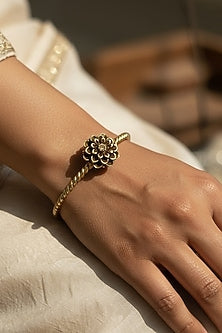 Gold Plated Floral Cuff Bangle