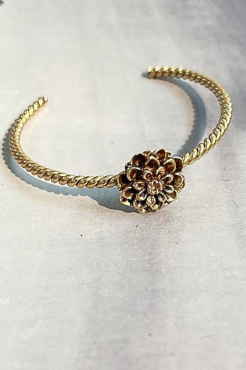 Gold Plated Floral Cuff Bangle