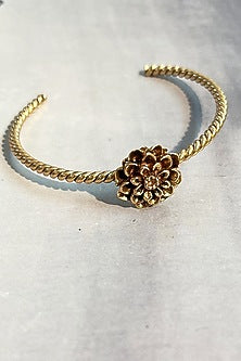 Gold Plated Floral Cuff Bangle