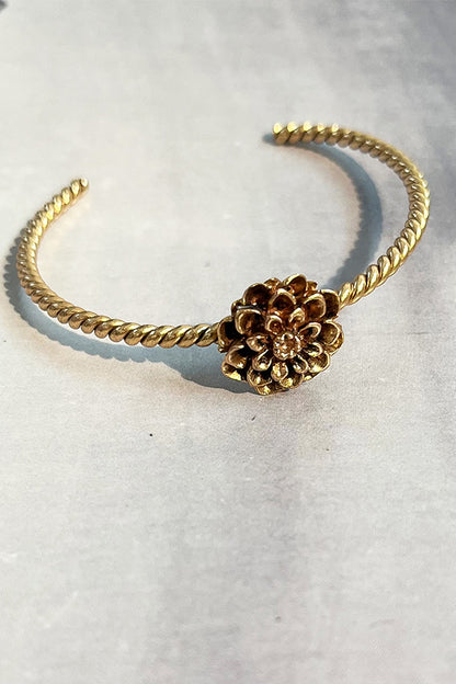 Gold Plated Floral Cuff Bangle
