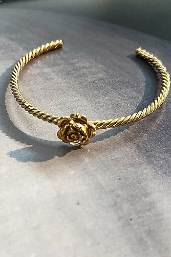 Gold Plated Rose Cuff Bangle