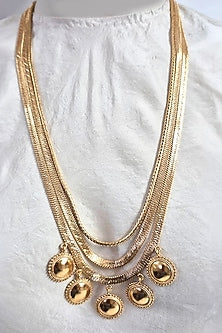 Gold Plated Surya Charm Layered Necklace