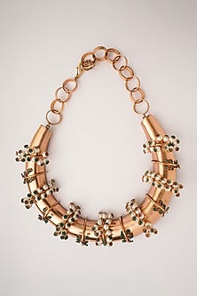 Gold Plated Emerald & Pearl Entwined Choker Necklace