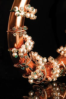 Gold Plated Emerald & Pearl Entwined Choker Necklace