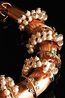 Gold Plated Emerald & Pearl Entwined Choker Necklace
