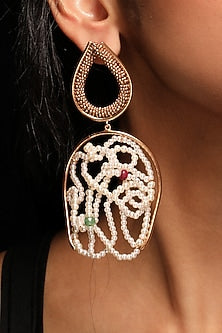 Gold Plated Emerald & Ruby Dangler Earrings