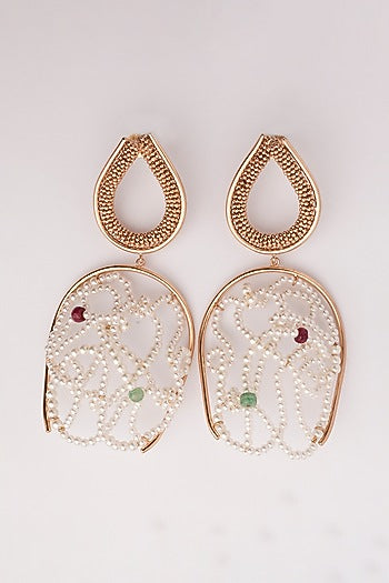 Gold Plated Emerald & Ruby Dangler Earrings