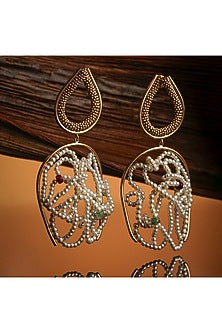 Gold Plated Emerald & Ruby Dangler Earrings