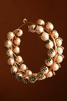 Gold Plated Pearl Hoop Earrings