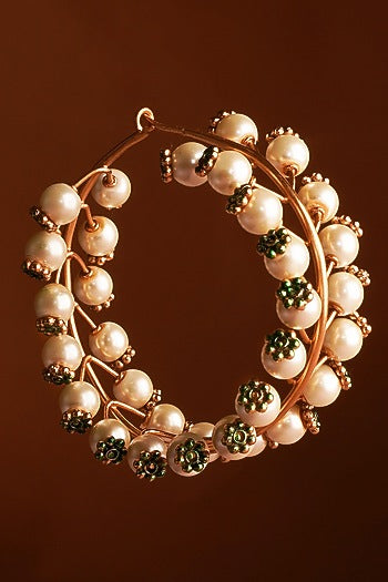 Gold Plated Pearl Hoop Earrings