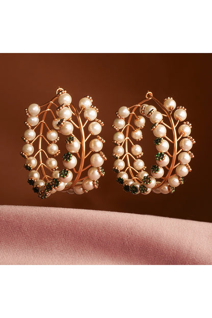 Gold Plated Pearl Hoop Earrings