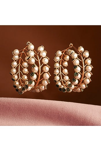 Gold Plated Pearl Hoop Earrings