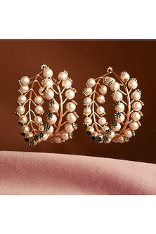 Gold Plated Pearl Hoop Earrings