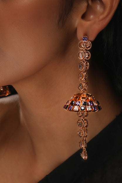 Gold Plated Cubic Zirconia Dangler Earrings