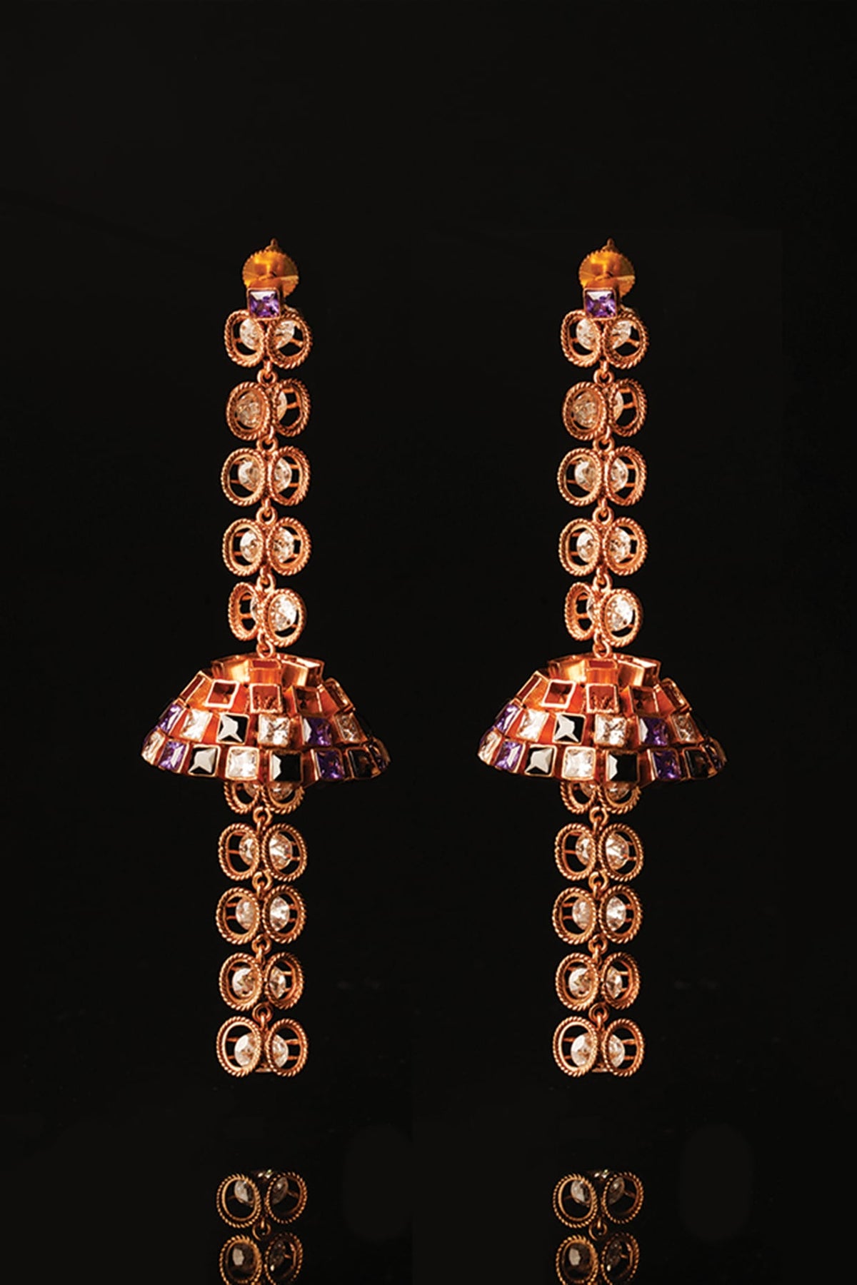 Gold Plated Cubic Zirconia Dangler Earrings