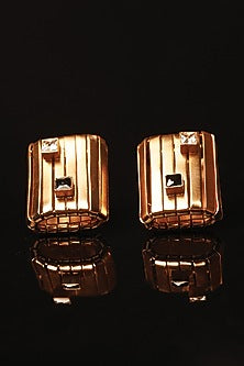 Gold Plated Black & White Cubic Zirconia Stud Earrings
