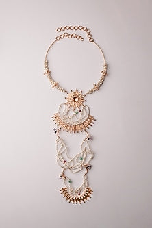Gold Plated Emerald & Ruby Sunburst Pendant Necklace