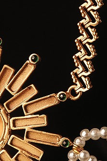 Gold Plated Emerald & Ruby Solar Beam Long Necklace