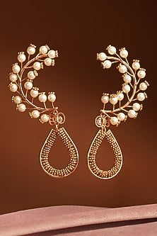 Gold Plated Pearl Dangler Earrings