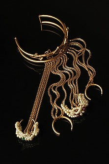 Gold Plated Emerald & Ruby Hand Harness