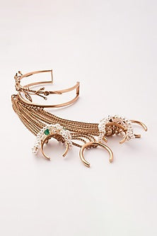 Gold Plated Emerald & Ruby Hand Harness