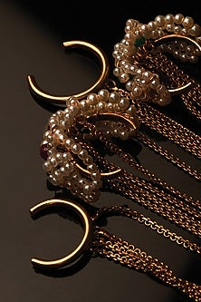 Gold Plated Emerald & Ruby Hand Harness