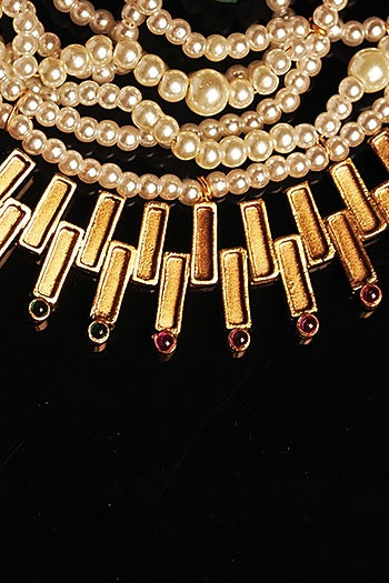 Gold Plated Ruby & Emerald Sun Beam Dangler Earrings