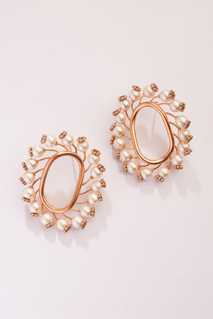 Gold Plated Pearl Stud Earrings