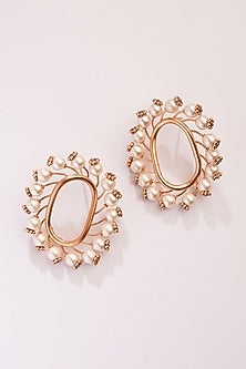 Gold Plated Pearl Stud Earrings