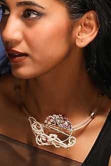 Gold Plated Acrylic & Cubic Zirconia Kanthi Necklace