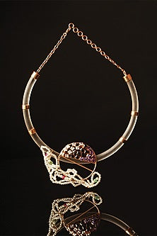 Gold Plated Acrylic & Cubic Zirconia Kanthi Necklace