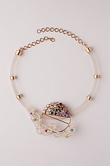 Gold Plated Acrylic & Cubic Zirconia Kanthi Necklace