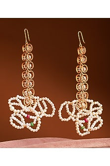 Gold Plated Pearl Dangler Earrings