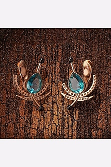 Gold Plated Blue Crystal Stud Earrings